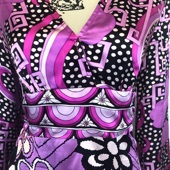 Alice & Trixie m silk kimono purple top tie back - Picture 3 of 8